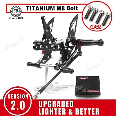Adjustable Rearsets Footrest & Bolts For Kawasaki Ninja ZX-10R ZX1000 2006 2007
