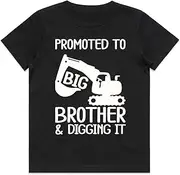 [Pixie and Elf] Big Brother Digging it Shirt, Promoted to Big Brother Construction Shirt, Pregnancy Announcement tee Black