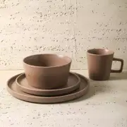 STONE LAIN Dinnerware Set 16-Piece Stoneware in Brown Matte (Service for 4)