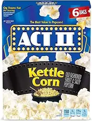 ACT II Kettle Corn Microwave Popcorn Bags, 6-Count (Pack of 6)