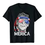 REAGAN RONALD MERICA 4TH OF JULY 男士美國總統美國國旗 T 恤最新嘻哈 T 恤棉上衣襯衫