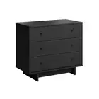 Finnley 3-Drawer Nightstand in Oak, Extra-Wide Bedside Table with Black Single