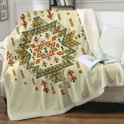 Orange Green Aztec Throw Blanket
