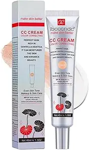 Color Correcting CC Cream with Centella Asiatica, Light-Coverage Foundation with, Long-Lasting Color Changing Even Skin Tone & Hydrating Makeup (Light)