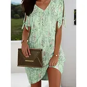 Women's Mini Dress T Shirt Dress Tee Dress Shift Dress A Line Dress Athletic Dress Elegant Bohemia Vacation Cold Shoulder Party Regular Fit Graphic Marble Shor