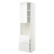 METOD / MAXIMERA high cabinet f oven+door/2 drawers, white/Voxtorp high-gloss/white, 60x60x240 cm