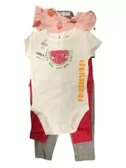 Girl's 12 Month Carters 4-piece Bodysuit Pant Set NEW