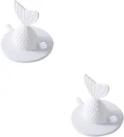 2pcs Kitchen Sink Plug Strainer White Floor Drain Strainer with Wide Rim Fishtail Design for Kitchen Bathroom