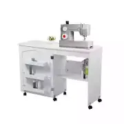 Sewing Machine Cabinet Craft Table Rolling Cart Storage White Expandable Folds