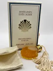 FROSTED SHELL FLACON WHITE LINEN BY ESTEE LAUDER 7.4ML PARFUM SPLASH