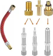 Manovella Valve Adapter Set 4 Pieces - Bicycle & Car - for AV, DV, SV (Presta) - with Extension - Universal Tyre Adapter for Air Pump, Compressor & Gas Station - Portable & Airtight