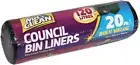 Council Bin Liners 20-Pieces, 120 Litre Capacity