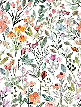 Qoubao Self Adhesive Colorful Floral Shelf Liner Contact Paper Decorative Watercolor Small Flower Drawer Liner Peel and Stick Floral Wallpaper for Walls Cabinets Table Decal 17.7X117 Inches (QB0018)