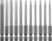 Security Torx Bit Set, Tamper Proof Star Bit Set, T6-T40, 11PCS 1/4 Inch Hex Shank, 3 Inch Length, S2 Alloy Steel, Magnetic Tip, for Power Screwdriver Drill Impact Driver