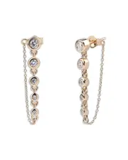 Moon & Meadow 14K Yellow Gold Lab Grown Diamond Bezel Chain Drop Earrings