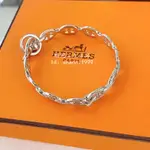 二手精品 HERMES 愛馬仕 豬鼻子 新款 18K白金/玫瑰金 滿鑽手鏈 手鐲 女生手環 情侶款