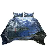 Fantasy Nature Artwork Viking Fjord Coverlet