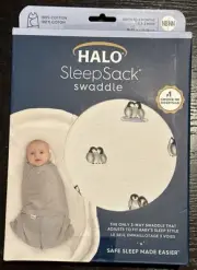 HALO sleep, sack, swaddle penguins newborn birth to 3 months 19 to 23" 6-12 lb