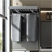 Retractable Pull-Out Trouser Rack, Clothes Drying Rack Above Washing Machine, Built-in Wardrobe Pull-Out Basket, Space Saving, Adjustable Length(614-664mm)