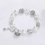 Real S925 Sterling Silver Bracelet Women Man's Matte Ball Longevity Lock 7''L