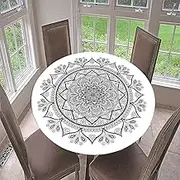 Mandala Round Tablecloth, Fitted Table Cover with Elastic Edge, 3D Print Table Cloth Wipeable Tablecloths Stain Resistant Table Clothes (180cm Fit Table Up 160-170cm,Mandala 1)