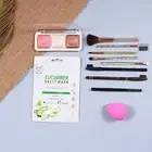 Blusher,Face Sheet Mask, Makeup Brushes Set, 2 Pcs Eyebrow Pencil, Kajal Pencil