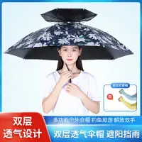 在飛比找樂天市場購物網優惠-頭戴雨傘 遮陽傘 釣魚傘 雙層釣傘 帽頭戴式防曬防雨遮陽傘 