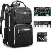 Rabjen DJ Backpack for Club Gigs, DJ Mixer Case Compatible with Pioneer DJ DDJ-REV1, DJ Controller, Novation Launchkey 37 Key Keyboard and More Equipment