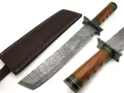 Handmade Damascus Heavy Duty Machete 17 inch with Scabbard Razor Sharp, Sheath