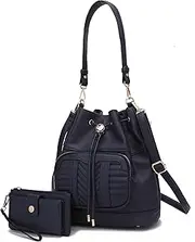 MKF Collection Crossbody Bucket Bag for Women, Drawstring Hobo Shoulder Bags Fashion Handbag Purse with Wristlet Wallet