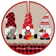 Checked Gingham Christmas Fabric Tree Skirt - 3 Gnomes