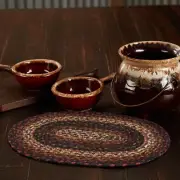 Placemat Beckham Jute Country 10x15 Oval Red Textured Table Decor VHC Brands