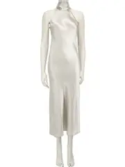 Silver Halterneck Midi Dress