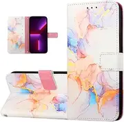 Wallet Case for Nokia C31 for Women Marble PU Leather Flip Cover with Card Holder & Kickstand Protective Phone Case & Lanyard for Nokia C31 White
