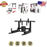 Compact Wall Mount Pull Up Bar & Multi-Exercise Dip Station – 440 lbs Capacity
