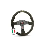 SAAS Steering Wheel Suede Corsa 350mm Black Indicator Contoured Grip 40mm Dish