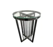 Salina Side Table 45cm Gold Base - Clear Glass