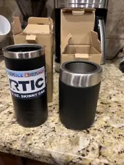 RTIC 12oz Skinny Can And 12 Beer Can Coolers. Black. New