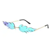 Fashion Fire Flame Sunglasses Women Rimless Wave Sun Glasses Metal Shades For Vintage Women Mirror Eyewear