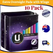 1x U by Kotex Extra Overnight Pads Maxi Wings Feminine Care Sanitary Napkin 10pk