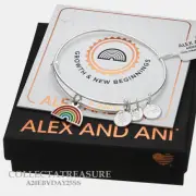 Authentic Alex and Ani Color Infusion, Rainbow Shiny Silver Charm Bangle