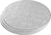 Cake Boards Rounds - 3 Piece Silver Foil Pizza Base Disposable Cake Drums, Corru
