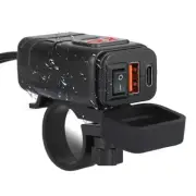 Sleek Dual USB Motorcycle Charger with PD Quick Charge 3 0 and Voltmeter
