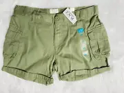 Childrens Place Girls Cargo Shorts Caper Green Adjustable Waist Size 14