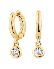 [SALLY SKOUFIS] Minx Solitaire Diamonds Huggie Earrings in Gold Plated