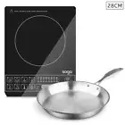 Electric Smart Induction Cooktop 28cm Stainless Steel Fry Pan Cooking Frying Pan
