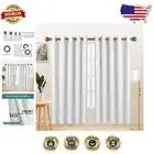 Thermal Insulated Linen Look Blackout Curtains - Heavy Grommet Drapes, Set of 2