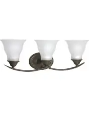 Progress Lighting Trinity Collection 3Light Antique Bronze Etched Glass Vanity