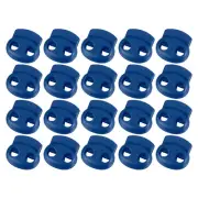 40Pcs 5mm Plastic Cord Locks Double Hole Spring Toggle Stopper, Sapphire Blue