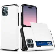 Phone Case with Slide Card Holder for iPhone 15 Pro Max ,Anti-scratch TPU + PC Phone Cover